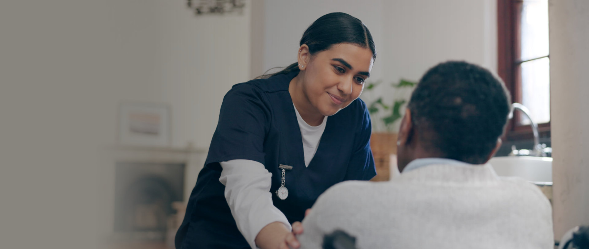 woman smiling at the man