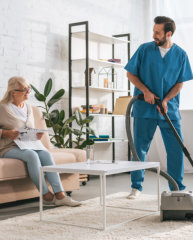 Caregiver helping maintain a home